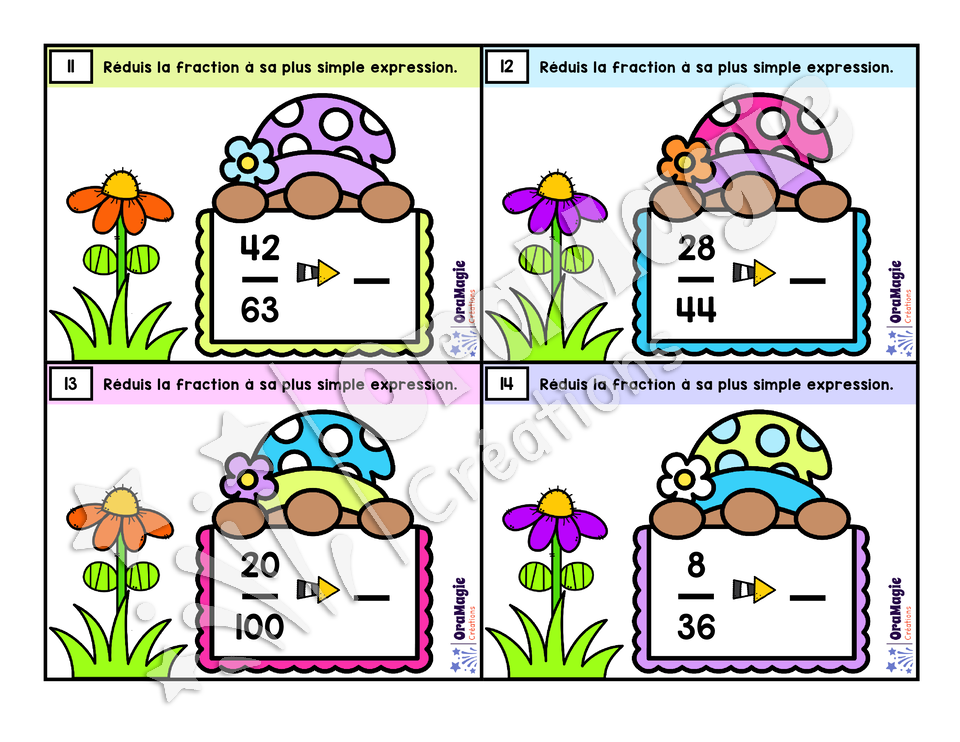 Cartes à tâches - Les fractions mini-gnomes