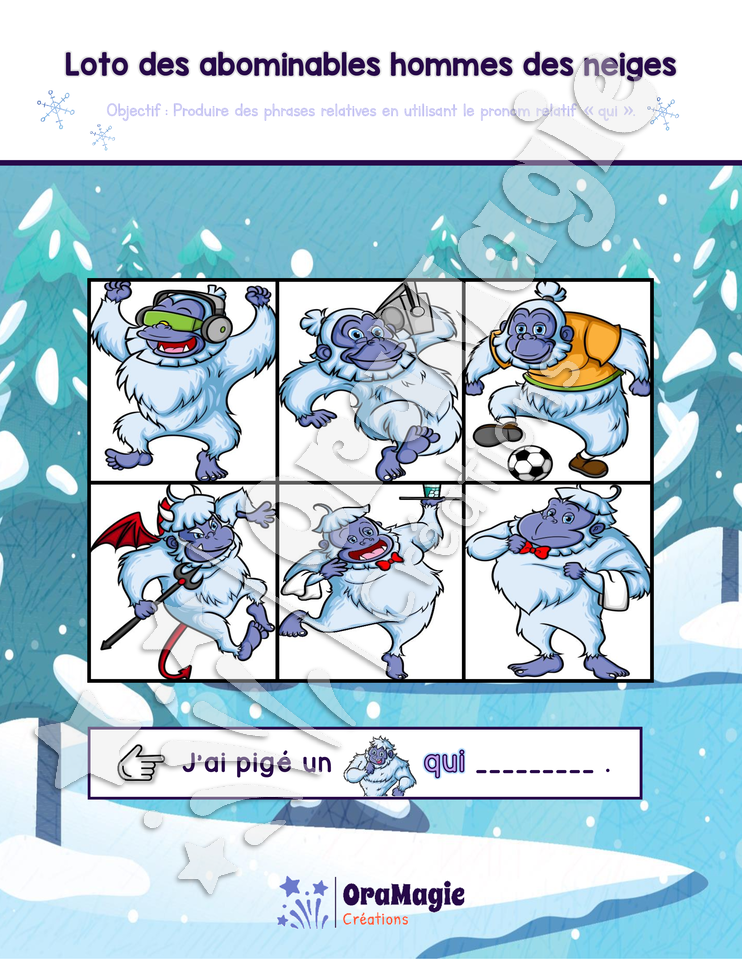 Abominales hommes des neiges - Produire des phrases relatives