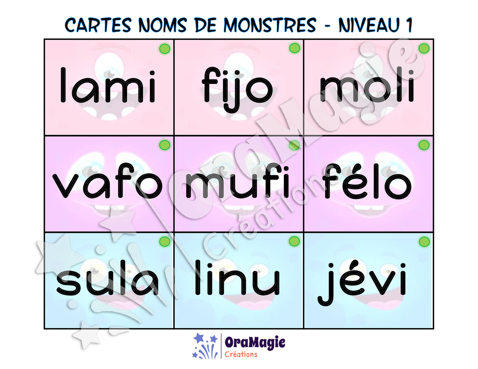 La course des monstres - Décodage CVCV voyelles simples