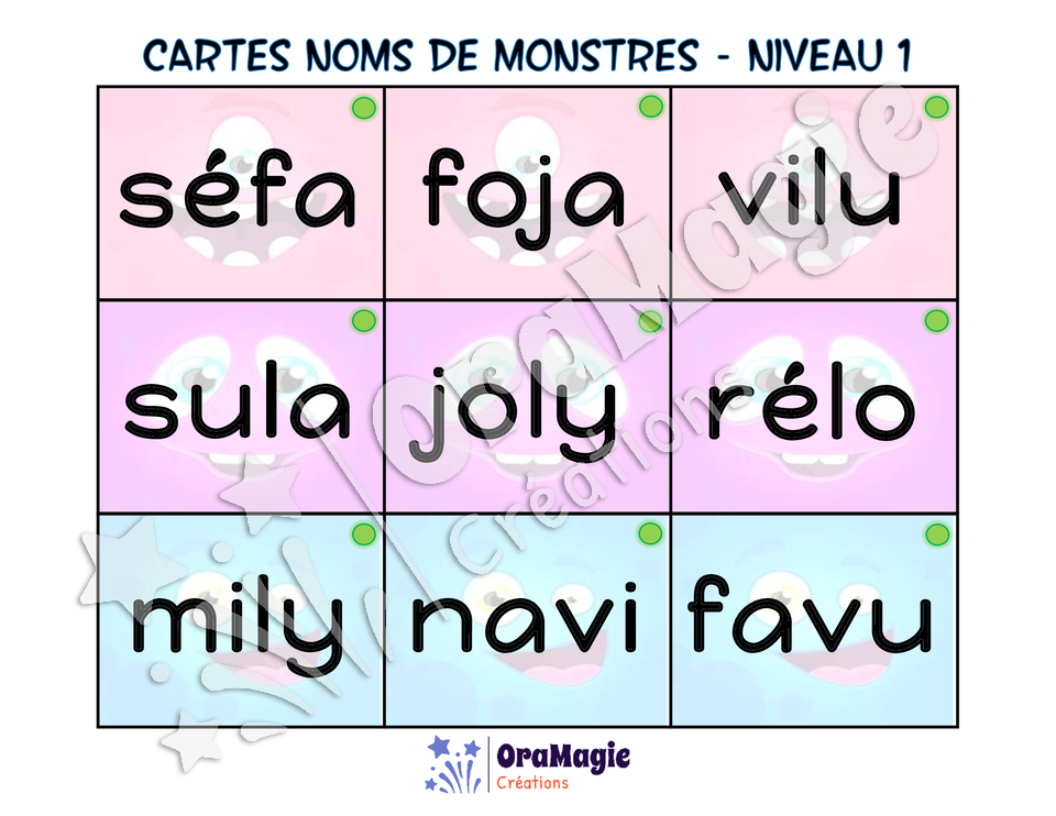 La course des monstres - Décodage CVCV voyelles simples