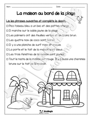 Compréhension de lecture - Lis et colorie - La maison au bord de la plage - 1re année - 2$.pdf