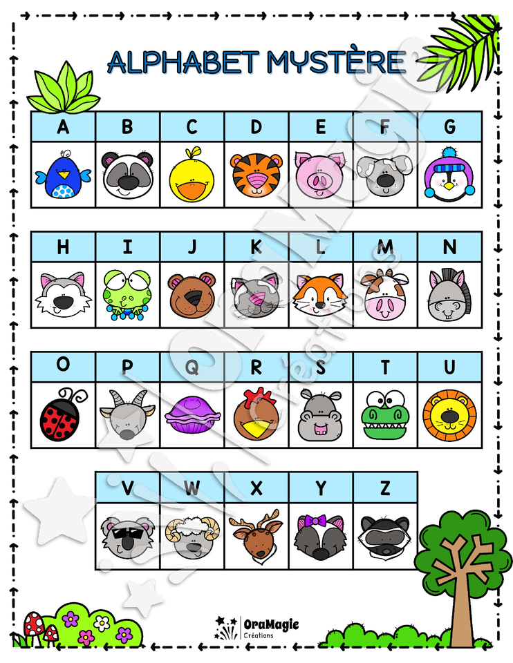Alphabet mystère - Lecture et écriture de mots variés