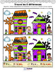 Trouve les 8 différences - Halloween - Il a vs il y a et phrase négative - 3$.pdf