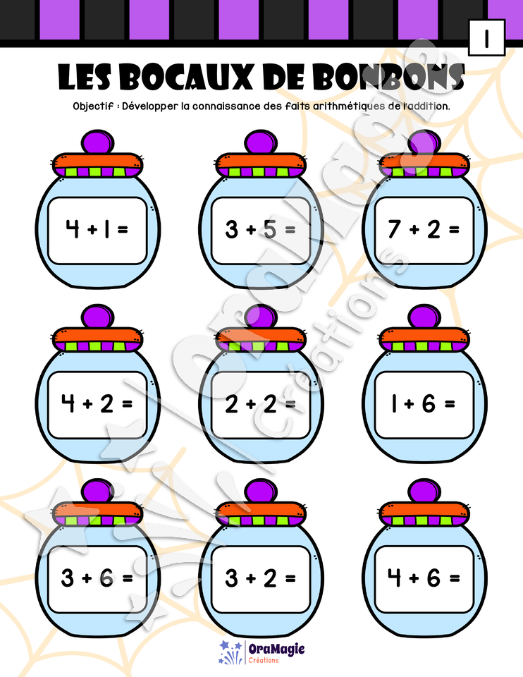 Les bocaux de bonbons - Additions 1-10