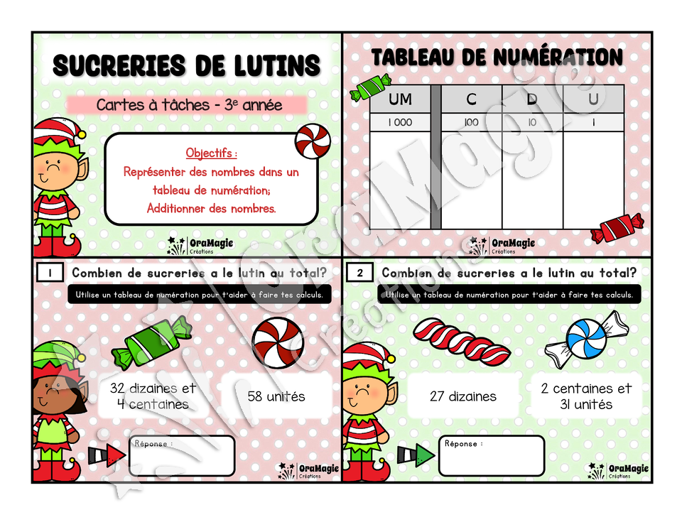 Cartes à tâches - Sucreries de lutins - 3e année.pdf