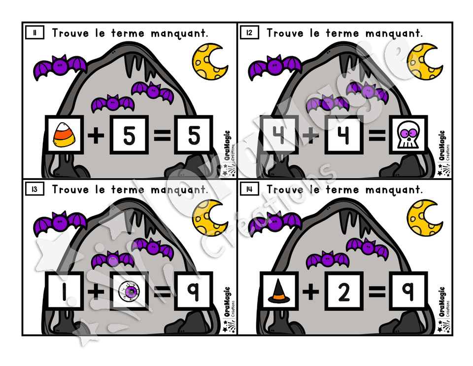 Cartes à tâches - La grotte mystérieuse - Terme manquant - 1re année