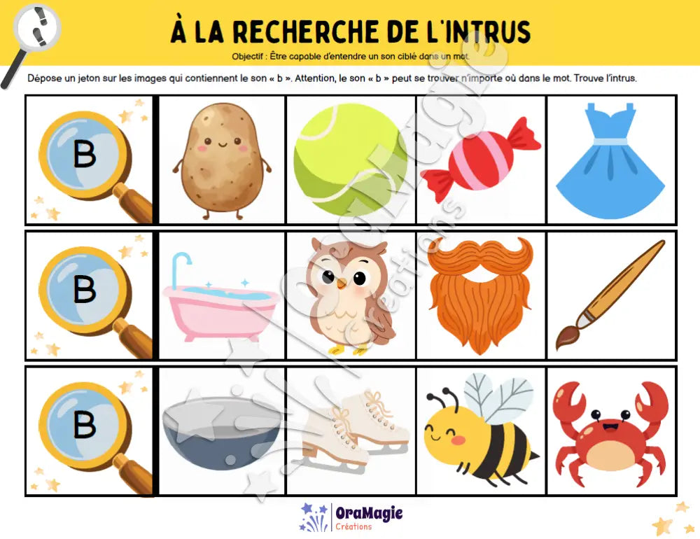 À la recherche de l’intrus - Identifier le son -b- dans des mots - Produit numérique