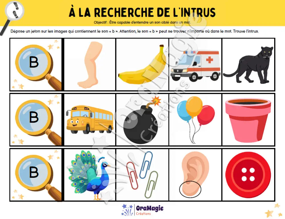 À la recherche de l’intrus - Identifier le son -b- dans des mots - Produit numérique