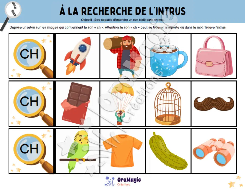 À la recherche de l’intrus - Identifier le son -ch- dans des mots - Produit numérique