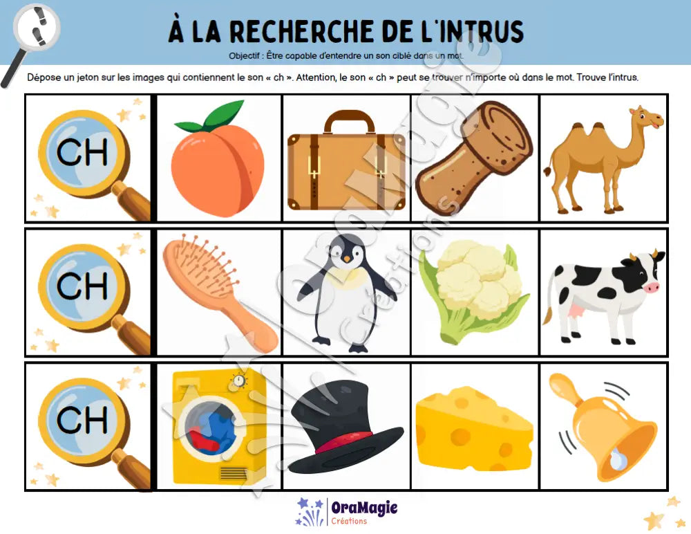 À la recherche de l’intrus - Identifier le son -ch- dans des mots - Produit numérique