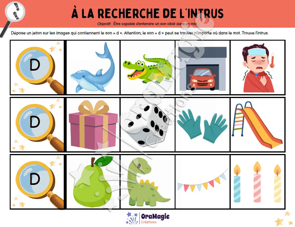 À la recherche de l’intrus - Identifier le son -d- dans des mots - Produit numérique