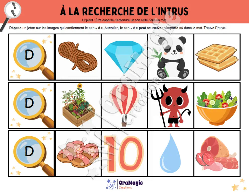 À la recherche de l’intrus - Identifier le son -d- dans des mots - Produit numérique