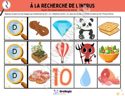 À la recherche de l'intrus - Identifier le son -d- dans des mots