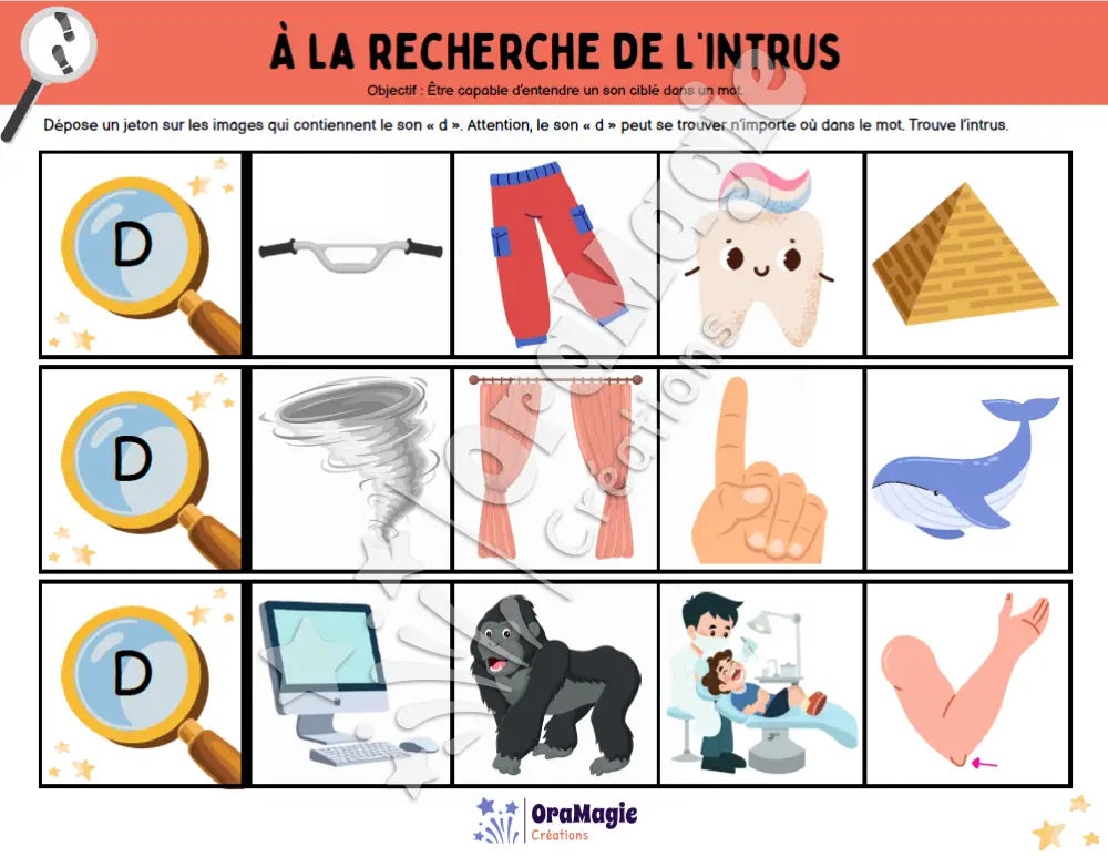 À la recherche de l’intrus - Identifier le son -d- dans des mots - Produit numérique