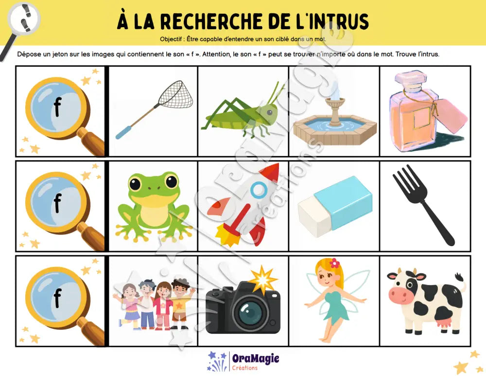 À la recherche de l’intrus - Identifier le son f dans des mots - Produit numérique