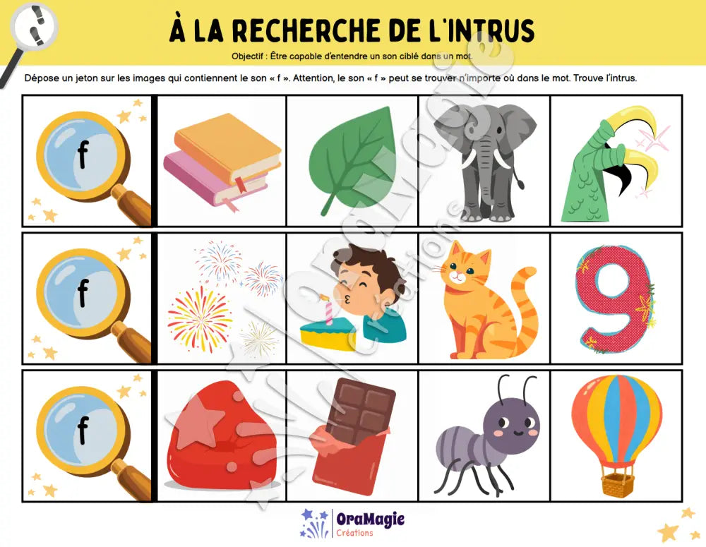 À la recherche de l’intrus - Identifier le son f dans des mots - Produit numérique