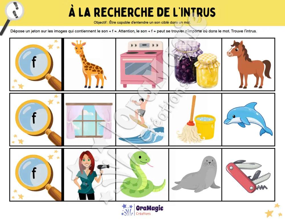 À la recherche de l’intrus - Identifier le son f dans des mots - Produit numérique