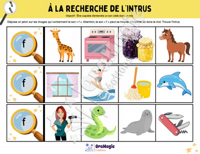 À la recherche de l'intrus - Identifier le son f dans des mots