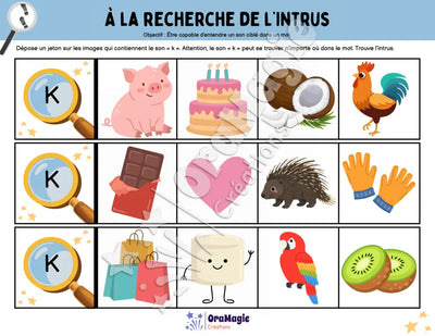 À la recherche de l'intrus - Identifier le son "k" dans des mots