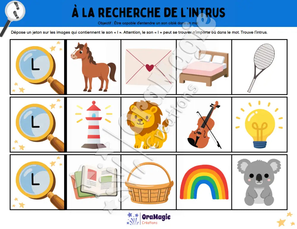 À la recherche de l’intrus - Identifier le son L dans des mots - Produit numérique