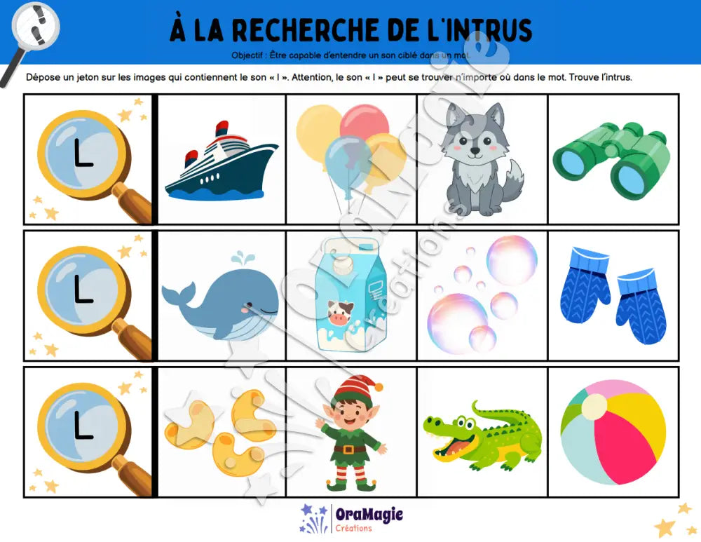 À la recherche de l’intrus - Identifier le son L dans des mots - Produit numérique