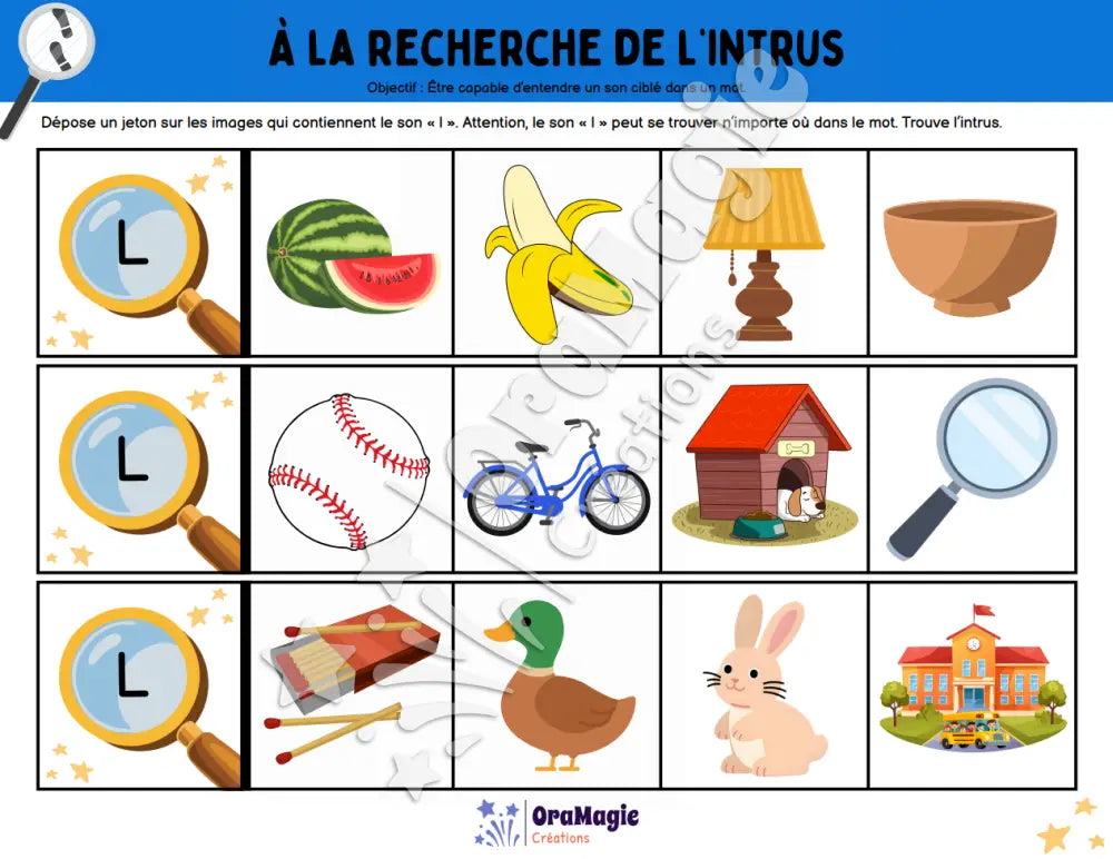 À la recherche de l’intrus - Identifier le son L dans des mots - Produit numérique