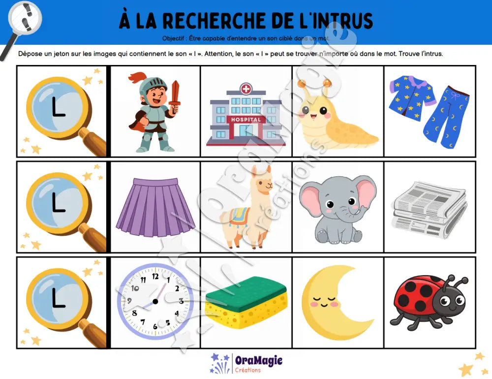 À la recherche de l’intrus - Identifier le son L dans des mots - Produit numérique
