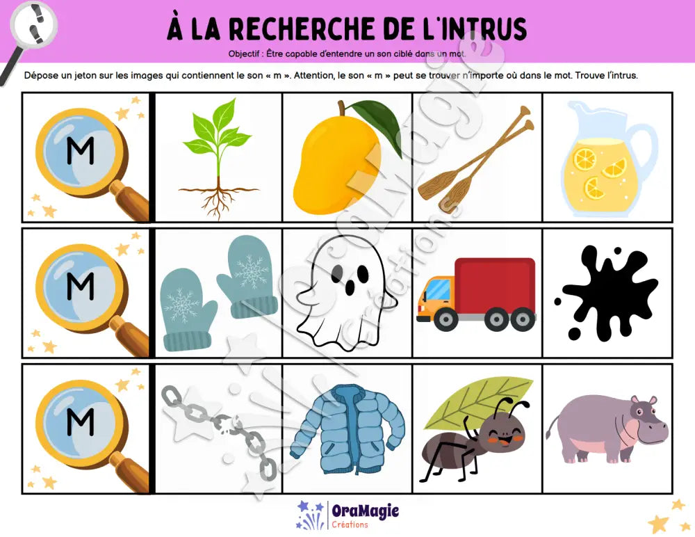 À la recherche de l’intrus - Identifier le son m dans des mots - Produit numérique