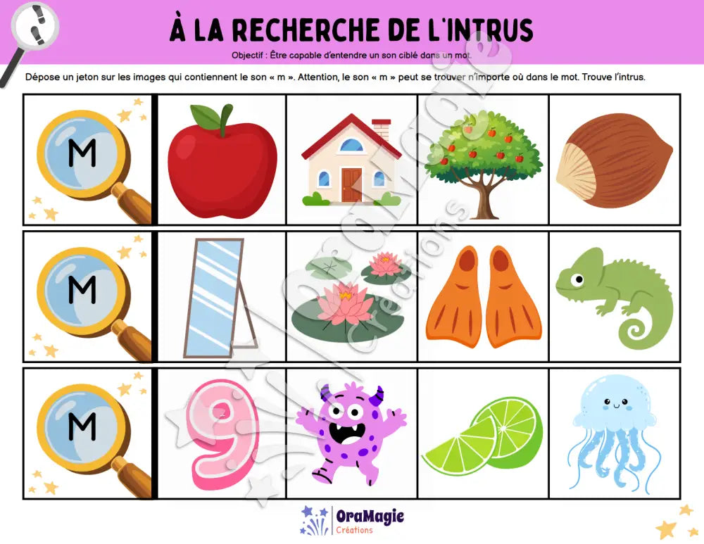 À la recherche de l’intrus - Identifier le son m dans des mots - Produit numérique