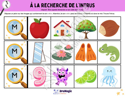 À la recherche de l'intrus - Identifier le son m dans des mots
