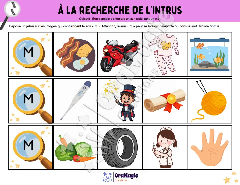 À la recherche de l’intrus - Identifier le son m dans des mots - Produit numérique