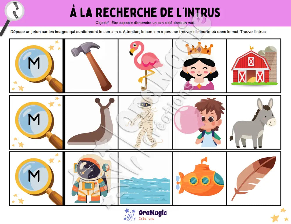 À la recherche de l’intrus - Identifier le son m dans des mots - Produit numérique
