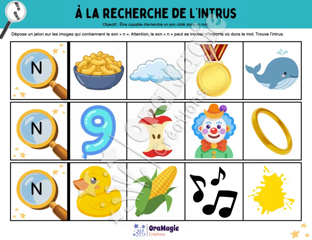 À la recherche de l’intrus - Identifier le son n dans des mots - Produit numérique