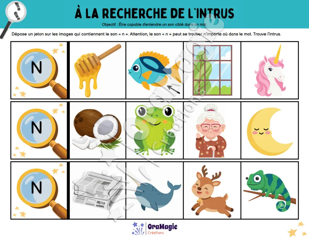 À la recherche de l’intrus - Identifier le son n dans des mots - Produit numérique