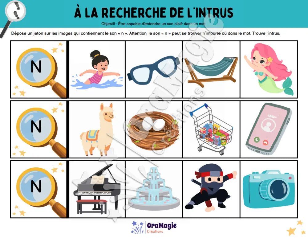 À la recherche de l’intrus - Identifier le son n dans des mots - Produit numérique