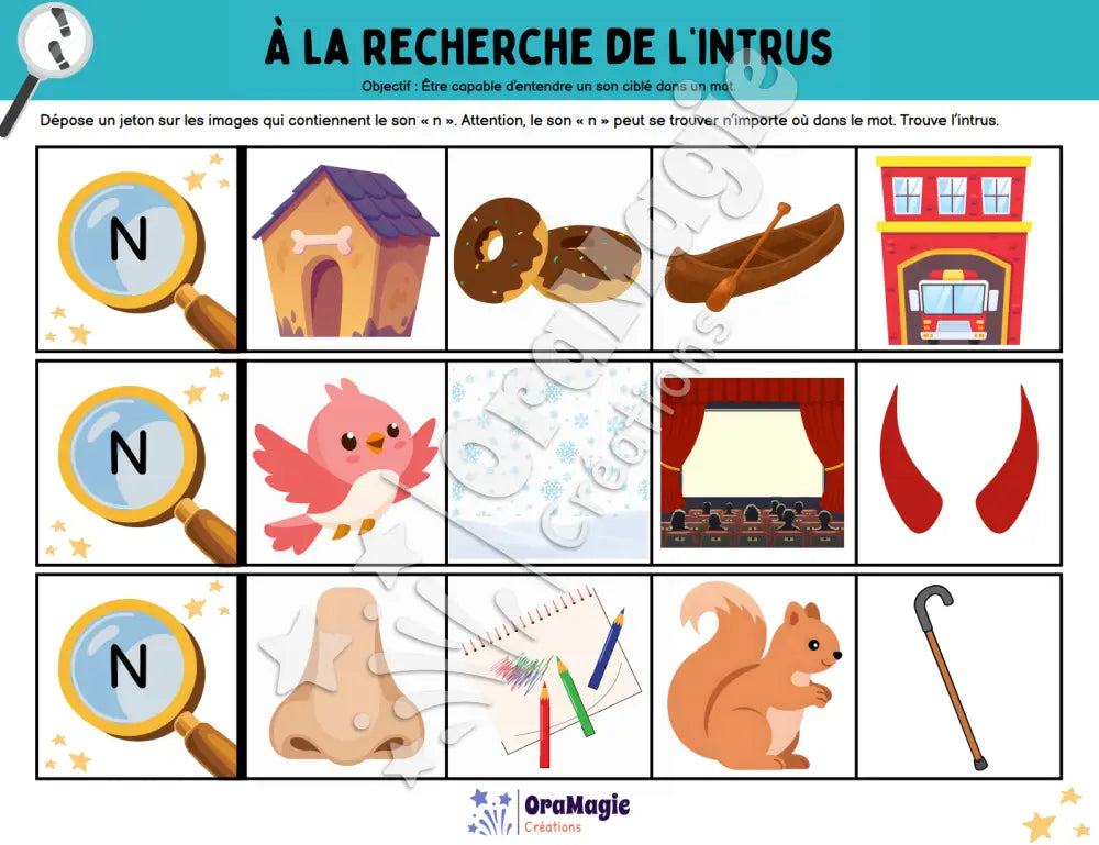 À la recherche de l’intrus - Identifier le son n dans des mots - Produit numérique