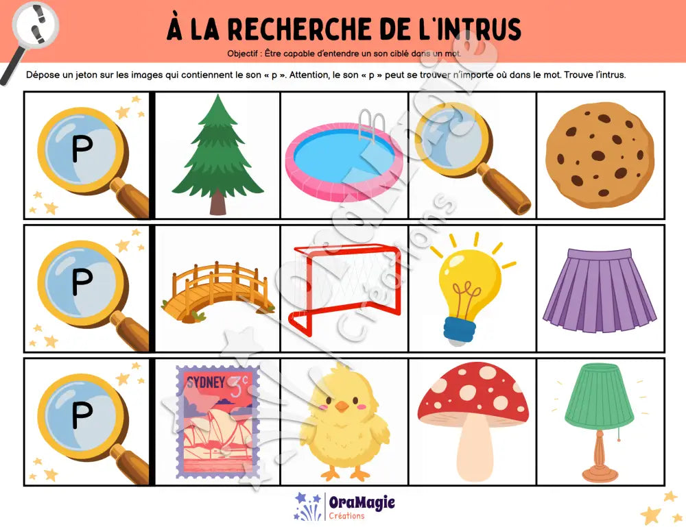 À la recherche de l’intrus - Identifier le son p dans des mots - Produit numérique