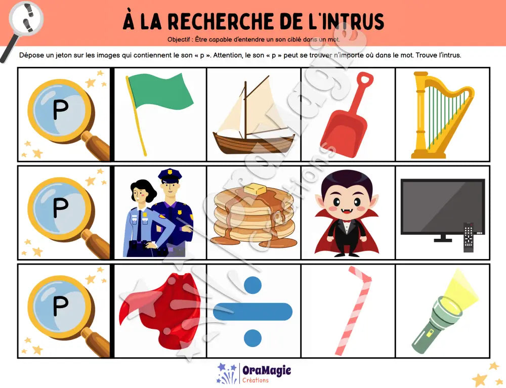 À la recherche de l’intrus - Identifier le son p dans des mots - Produit numérique
