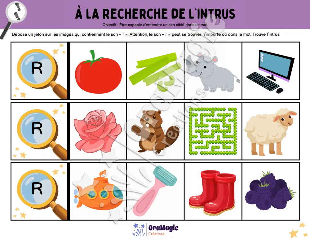 À la recherche de l’intrus - Identifier le son r dans des mots - Produit numérique