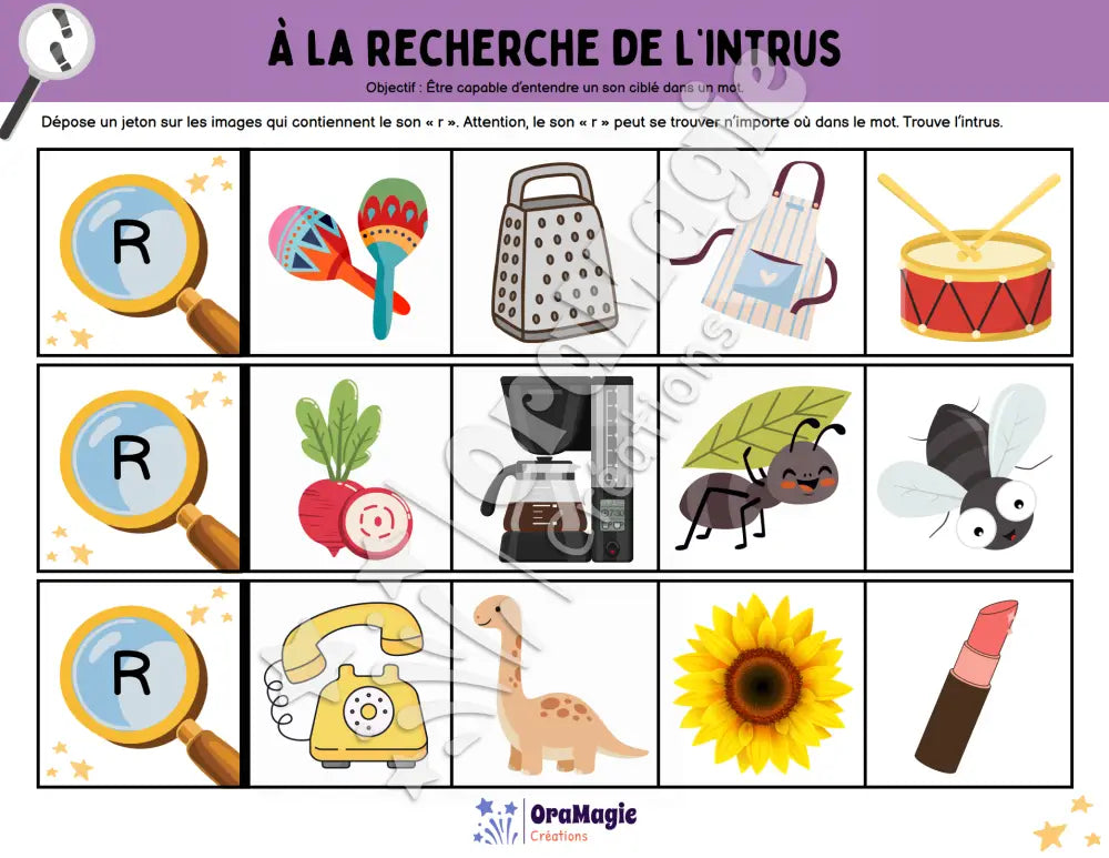 À la recherche de l’intrus - Identifier le son r dans des mots - Produit numérique