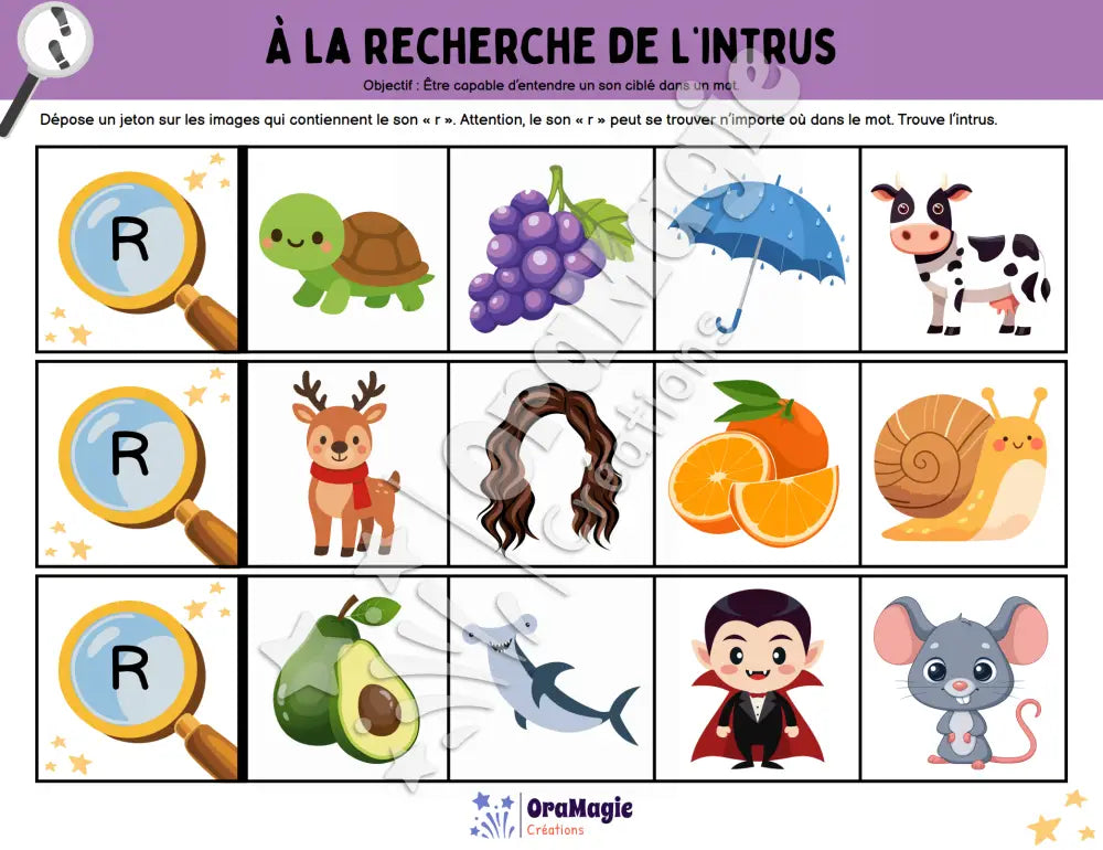 À la recherche de l’intrus - Identifier le son r dans des mots - Produit numérique