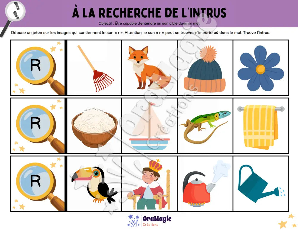 À la recherche de l’intrus - Identifier le son r dans des mots - Produit numérique