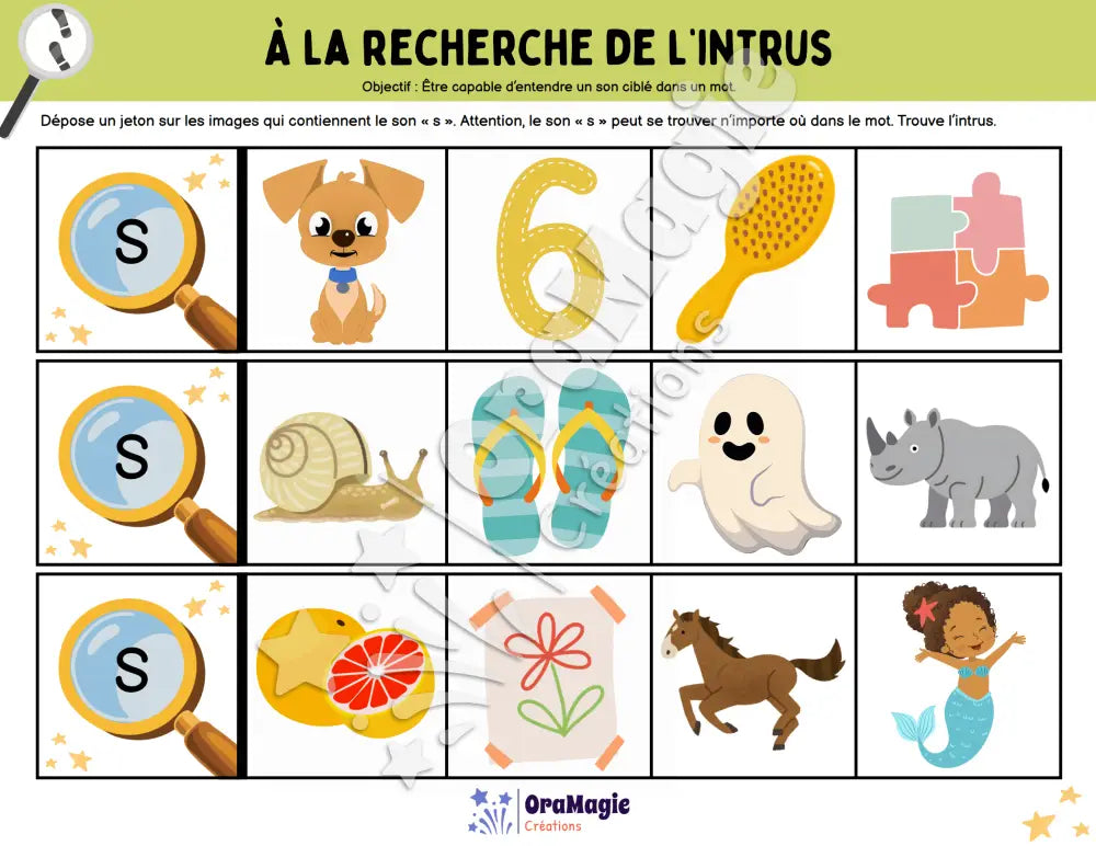 À la recherche de l’intrus - Identifier le son s dans des mots - Produit numérique