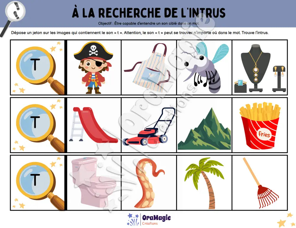 À la recherche de l’intrus - Identifier le son t dans des mots - Produit numérique