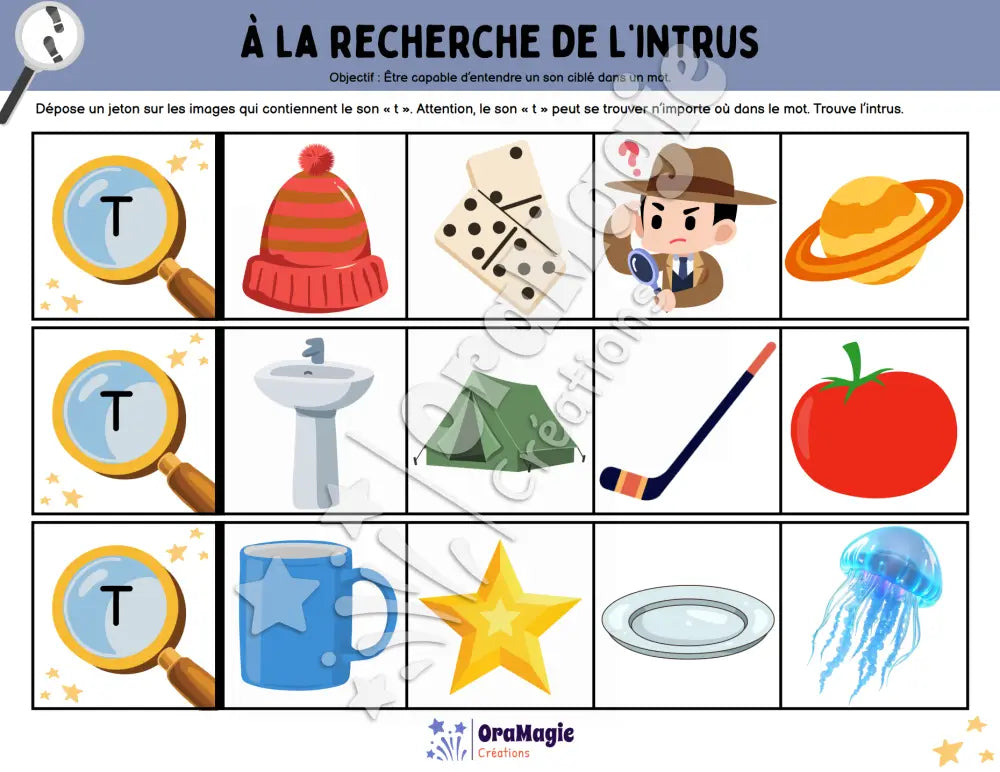 À la recherche de l’intrus - Identifier le son t dans des mots - Produit numérique