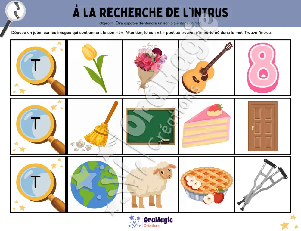À la recherche de l’intrus - Identifier le son t dans des mots - Produit numérique