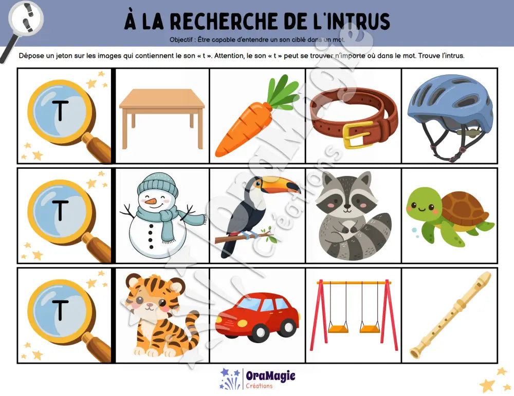 À la recherche de l’intrus - Identifier le son t dans des mots - Produit numérique
