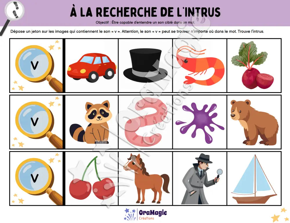À la recherche de l’intrus - Identifier le son v dans des mots - Produit numérique