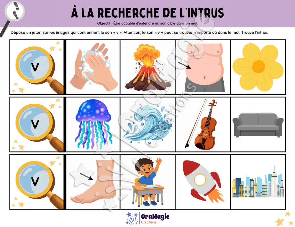 À la recherche de l’intrus - Identifier le son v dans des mots - Produit numérique