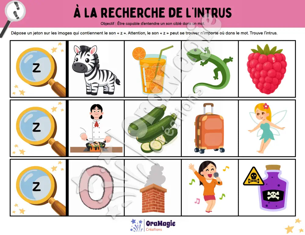 À la recherche de l’intrus - Identifier le son z dans des mots - Produit numérique